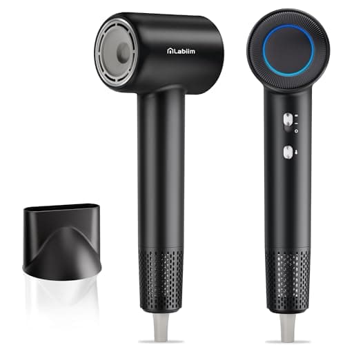 Labiim Hair Dryer, High-Speed Ionic Low Noise Blow Dryer with Brushless Motor for Fast Drying, Thermo-Control Quiet Compact Hair Blow Dryer, Hairdryer with 1 Nozzle Attachments for Home Salon Travel