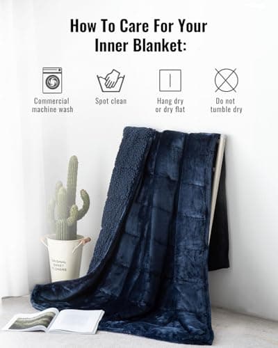 Sivio Sherpa Fleece Weighted Blanket for Adult, 15 lbs Flannel Cozy Plush Bed Blankets, Fuzzy Sherpa Weighted Blankets Full Size, Super Soft Blanket for Sofa, 48 x 72 inches, Navy Blue 9