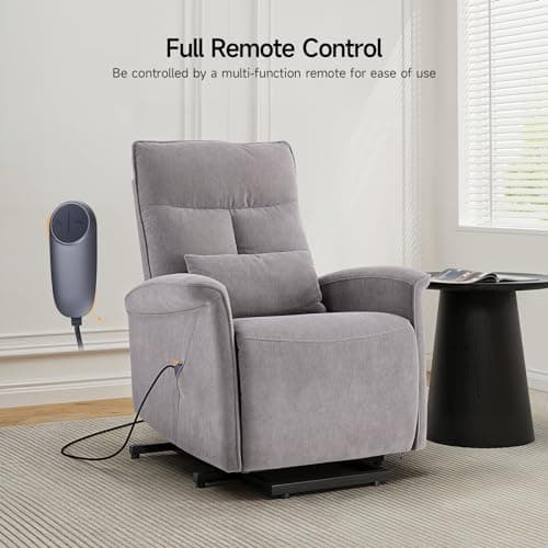 ONBRILL Power Lift Recliner Chair for Elderly, Recliner Chairs for Adults, Lay Flat Lift Chairs Recliners with Remote, Heavy Duty Reclining Chair for Living Room, Bedroom (Grey) 7