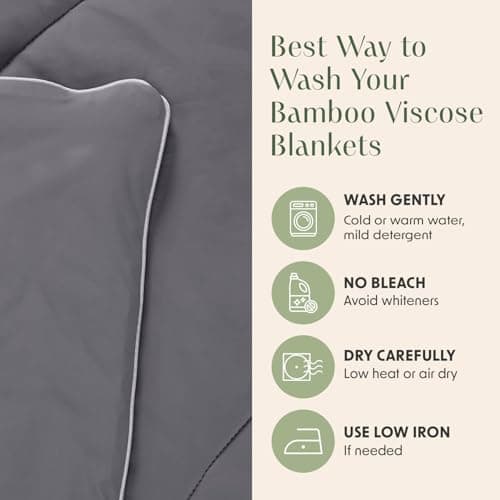 Springtree Home Luxury Viscose from Bamboo Blanket & Comforter | Viscose from Bamboo Twin Size Blanket- 60" x 90" | Cooling Blanket & Comforter | Breathable & Lightweight | Twin - Titanium Grey 7