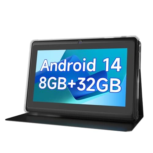 Tablet 7 inch Android 14 Tablets, 8GB RAM 32GB ROM 1TB Expand, Quad-Core Processor Tablet PC, WiFi, Bluetooth, 3000mAh Battery, 1024 x 600 HD IPS Touch Screen, 2MP+5MP Dual Camera, GMS Certified