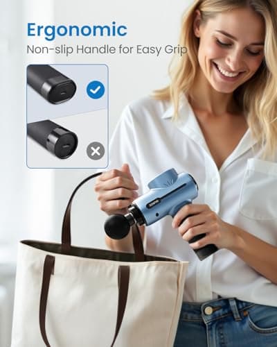 RENPHO Active Massage Gun, Percussion Deep Tissue Back Massager Ergonomic Design with 5 Speeds for Muscle Therapy, Travel Massage Gun with Carry Case, Portable 5