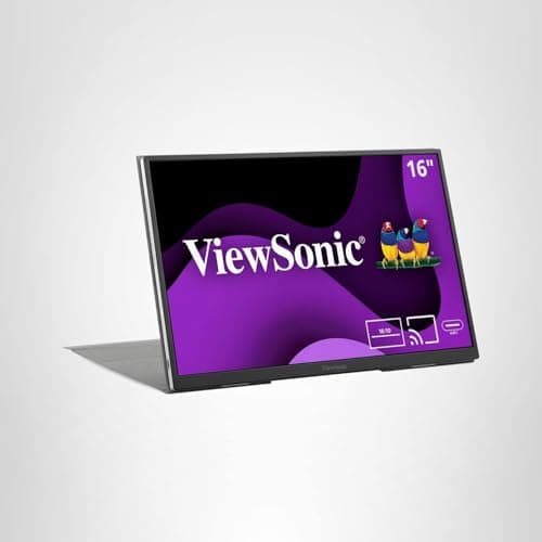 ViewSonic VG1656N 16 Inch 1200p IPS Wireless Portable Monitor with 2 Way Powered 60W USB C, Built-in 4000 mAh Battery and Stand with Smart Cover 10