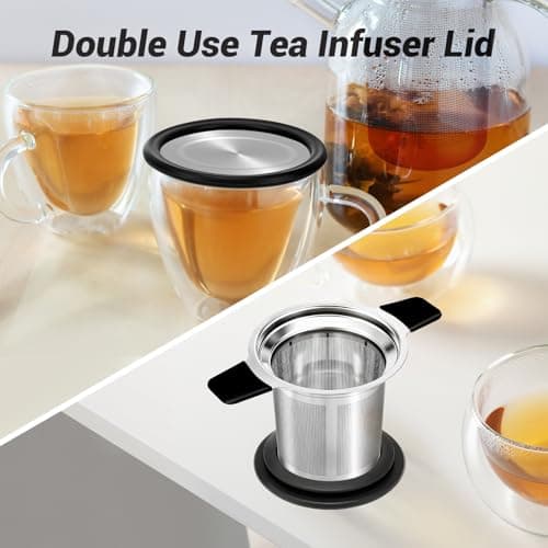 Tifanso Stainless Steel Tea Infuser Steeper Strainer for Loose Leaf Tea, Fine Mesh Reusable Diffusers Ball Bag Filter Holder with Heat Proof Handles for Teapots, Mugs, Cups 6