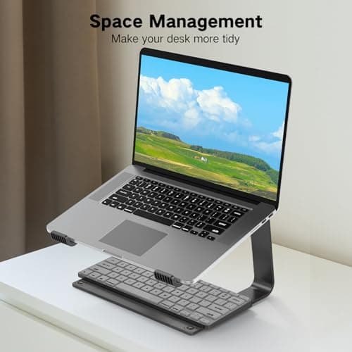 Tonmom Laptop Stand for Desk, Aluminum Laptop Riser Holder, Removable Metal Notebook Stand Ventilated Cooling Computer Riser Compatible with 10-15.6” Laptops 5