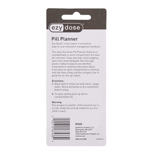 Ezy Dose Daily AM/PM Pocket Pharmacy Travel Pill Case, Medicine Planner, Vitamin Organizer, Snap-Shut Lids, Color May Vary, BPA Free 5