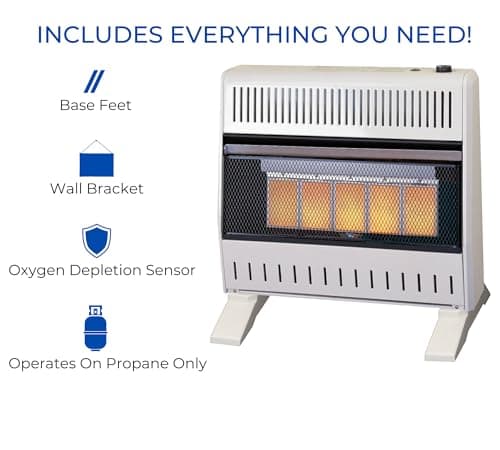 ProCom Heating Liquid Propane Ventless Infrared Plaque Heater With Base Feet - 25,000 BTU, T-Stat Control - Model# ML250TPA-B 5