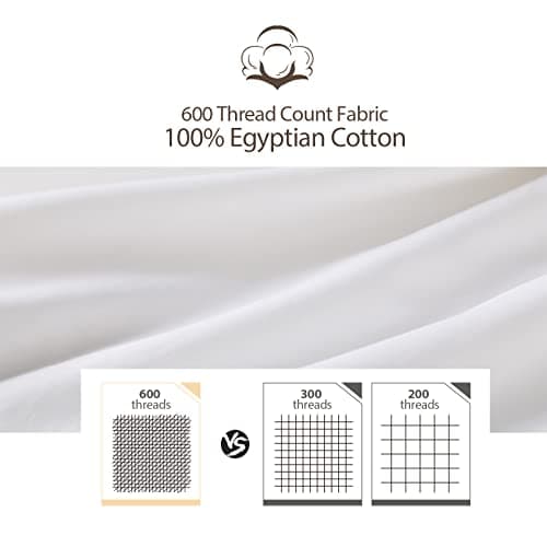 100% Egyptian Cotton Fitted Sheet Full Size White, 600 Thread Count, 8-16" Deep Pocket Sheet, Soft & Elastic Sateen Weave Bottom Sheet for Hotel & Home (White, 1 Pack Fitted Sheet Only, Full) 5