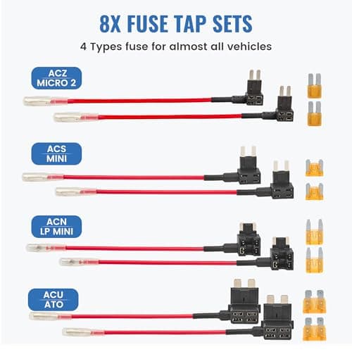 EWAY Type-C USB C Port Dash Cam Hardwire Kit, 3-Lead Acc Hard Wire Kit for Dash Camera 24H Parking Monitor, Low Voltage Protection 12V- 24V to 5V w/Fuses Dashboard Camera Power Supply Cord 11.5ft 5