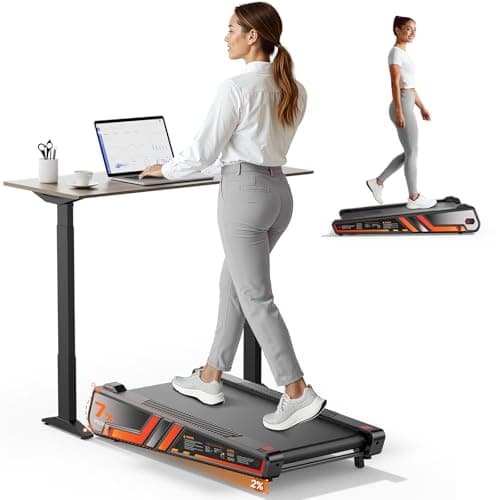Repower Small Walking Pad for Home and Office, Portable Under Desk Treadmill with Fixed 7% Incline and Adjustable 2% Incline, 300LBS Capacity—Orange
