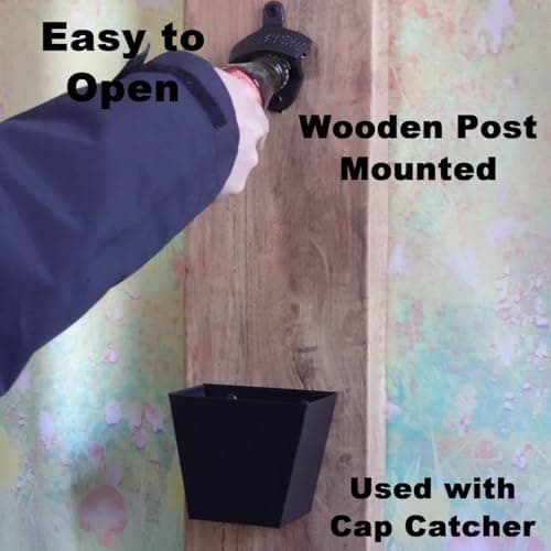 HAIICEN Cast Iron Bottle Opener Wall Mounted Beer Cap Opener Mountable Black for Wooden Post Table Board Craft 3