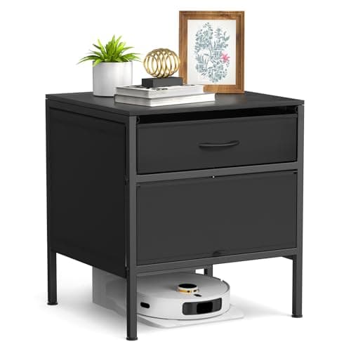 Qmetalart Robot Vacuum Cabinet, Hidden End Side Table, Modern Side Table Storage Cabinet Compatible with Shark, Roborock, iRobot, Dreame for Eufy Robot Vacuum Models