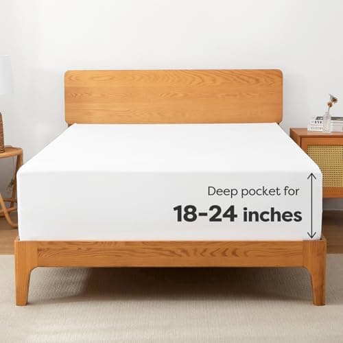 Comfyanno Full Size Fitted Sheet Only Deep Pocket, Fits 18” to 24” Deep Mattress - Soft Brushed Microfiber - Light-Weight & Breathable - Hotel Quality - Wrinkle & Fade Resistant - White Fitted Sheet