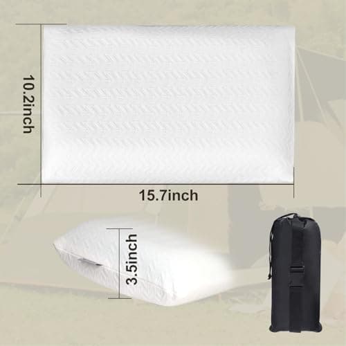 Vekkia Travel Pillow, Memory Foam Pillow Compressible Camping Pillow with Washable Cover,Ergonomic Supportive Pillow for Sleeping Ideal for Adults Kids Travel, Hiking, Airplane and Car-S 7