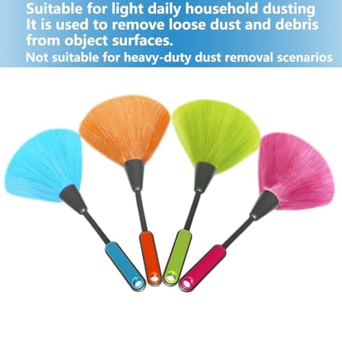 4 Pack 10" Small Microfiber Duster, Delicate Fluffy Microfiber Feather Duster, Suitable for Light Daily Household Dusting, Perfect for Cleaning Desk, Computer Screen, TV Screen, Books, Photo Frames 5