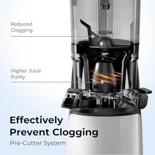EanOruus Juicer Machines, 3-in-1 Cold Press Juicer with 6.5" Extra Large Chute, 100oz Large Capacity, AC Motor, Makes Juice, Nut Milk & Sorbet, Bright White 7