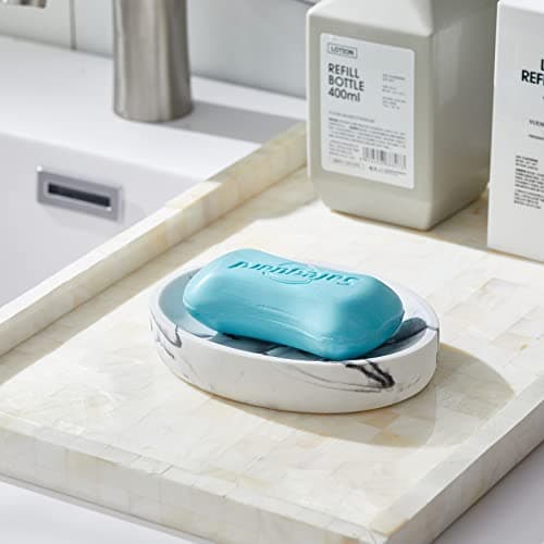 INIUNIK Marble Look Soap Dish - Bar Soap Holder for Shower, Bathroom & Kitchen Sink 8