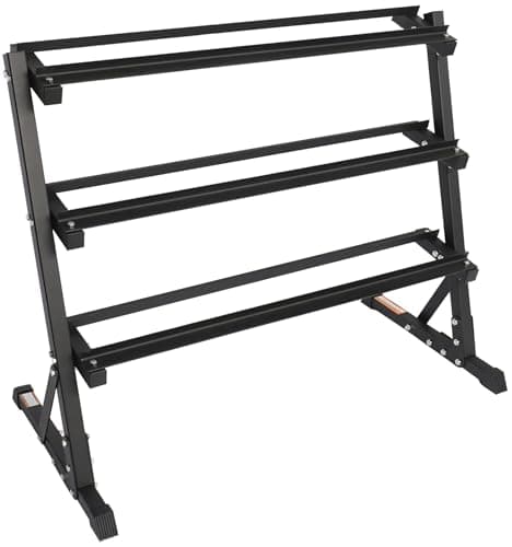 Fitvids Dumbbell Rack Multi-functional Weight Stand for Home Gym, 3-Tier