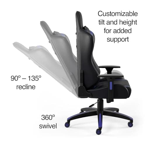 STAPLES Emerge Vartan Gaming Chair, Ergonomic, Adjustable Height, Swivel, Blue 5