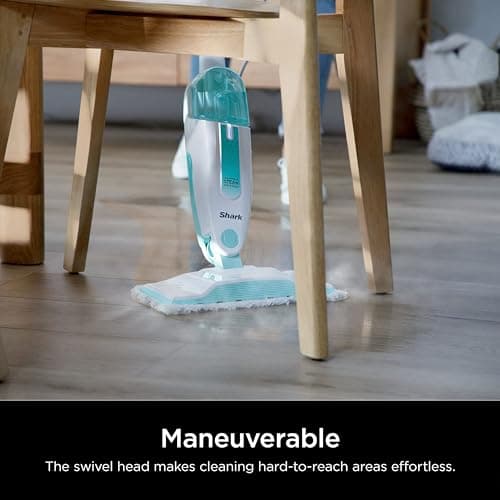 Shark Steam Mop with 2 Machine Washable Dirt Grip Pads, Removable Water Tank, Lightweight, Steam Cleaner for sealed Hard Floors, Marble, Stone, Hardwood, Tile, Laminate, White/Seafoam, S1000 7
