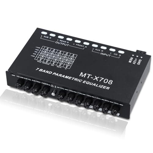 7-Band Car Audio Equalizer, Car Audio Graphic Equalizer, Car Equalizer with Front Rear and Subwoofer Outputs, Adjustable 7 Bands EQ Car Amplifier, 7.3 x 4.3 x1.2 Inch