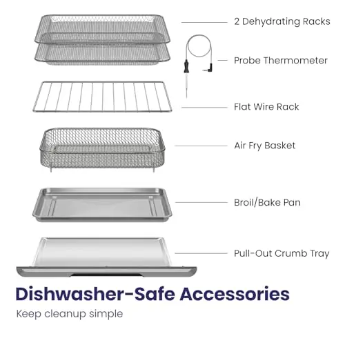 Chefman Air Fryer Toaster Oven Combo with Probe Thermometer, 12-In-1 Stainless Steel Convection Countertop, 10 Inch Pizza, 4 Slices of Toast, Cooking, Baking, Toasting, Roaster Oven Airfryer 20QT 8