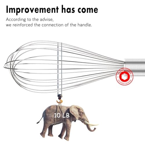 OYV 304 Stainless Steel Whisk Set, Dishwasher Safe Rustproof Metal Whisk, Professional Balloon Wire Whisks for Kitchen Cooking, Perfect For Blending, Whisking, Baking, Beating, 3 Packs (8" 10" 12") 5