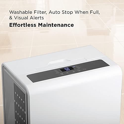 TCL 50 PINT SMART DEHUMIDIFIER up to 4,500 SqFt 24Hour Timer Auto Restart & Defrost, Low-Temperature Operations, bedroom, living room, utility room, dining room basement nursery dorm office - H50D24W 5