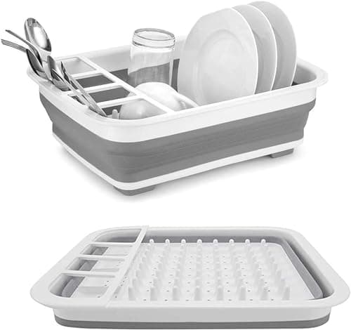 udNmlaiebot Drying Rack Kitchen, Dish Drying Rack, Dish Racks for Kitchen Counter, Dish Rack, Collapsible Dish Drying Rack—Suitable for Kitchens, motorhomes, Yachts, Campers (Off-White)