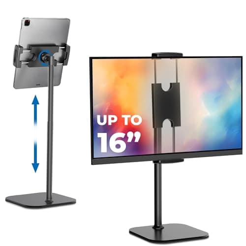 COOPER TabStand - Height Adjustable iPad Stand for Desk, Tablet Holder, 16" Portable Monitor Stand | Aluminum Alloy Telescoping Tablet Tripod for All iPad, Pro, Air, Mini & Kindle (Night Black)