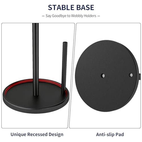 Jesginboo Paper Towel Holder Countertop, Black Kitchen Paper Towels Holder, Paper Roll Holder with Weighted Base 3