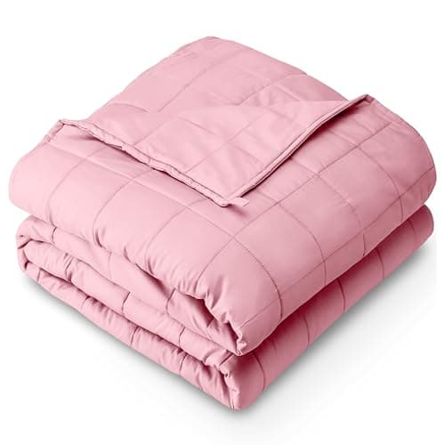Bare Home Weighted Blanket Twin or Full Size 10lb (40" x 60") - All-Natural 100% Cotton - Premium Heavy Blanket Nontoxic Glass Beads (Light Pink, 40"x60")
