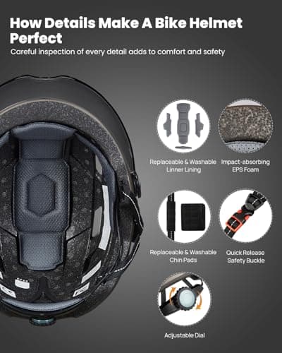 ILM Adult Bike Helmet with USB Rechargeable LED Front and Back Light Mountain&Road Bicycle Helmets for Men Women Removable Goggle Cycling Helmet E3-10L(Matte Black, Large/X-Large) 5