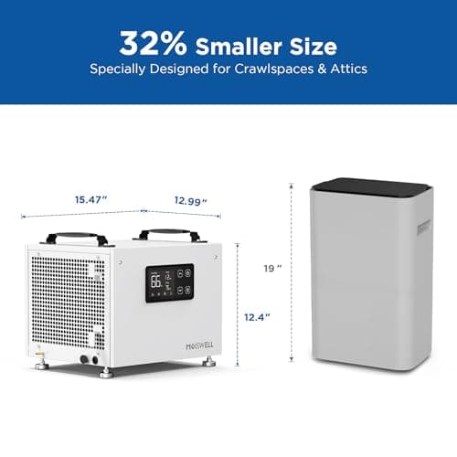 Moiswell 70 Pints Commercial Dehumidifier with Pump Portable Crawl Space Dehumidifier for Basement Energy Star Efficient Certified Compact Dehumidifiers for Home, Auto Defrost, Timer 5