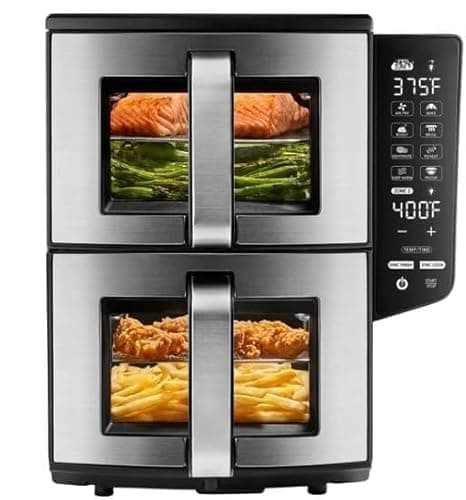 Gourmias 11 Qt Dual Basket Air Fryer with Smart Finish & 4-Layer Cooking | Digital Touchscreen, Sync Cook, 8 Presets | XL Capacity for Healthy Meals, Easy Clean, 1700W Power
