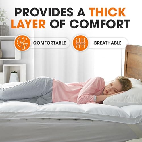 Cheer Collection Twin Mattress Topper – Ultra Plush Pillow Top Bed Topper, Breathable Down Alternative Mattress Pad with Anchor Bands, Soft Twin Size Mattress Cover for Extra Comfort 5