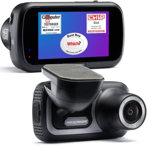 Nextbase 422GW Dash Cam Small with APP- Full 1440p/30fps Quad HD Recording in Car Camera- Amazon Alexa Voice Control- WiFi GPS Bluetooth- Parking Mode- Night Vision- Polarizing Filter Compatible