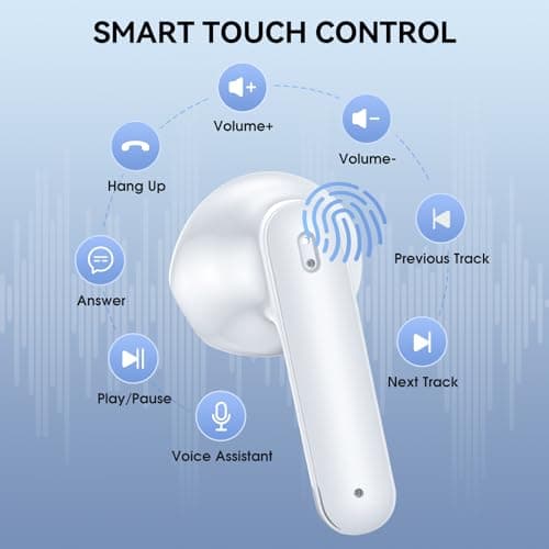 Wireless Earbuds Bluetooth 5.3 Headphones 42 Hrs Playtime with LED Display, Deep Bass Stereo and Noise Cancelling Bluetooth Ear Buds IPX7 Waterproof Wireless Ear Buds with Mic for iPhone Android White 7
