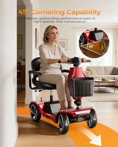 IQIRAF Foldable Mobility Scooters for Seniors, Black Powered Electric Wheelchair, 4 Wheel Lightweight Mobility Scooters for Adults, Mobility Scooter with Seat, Folding Travel Motorized Scooter 7