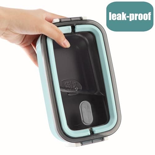 Tinaforld Adult Bento Box Lunch Box,All-in-one 2 Layers Stainless Steel Insulated Lunch Containers,47OZ Large Capacity Leakproof Thermal Food Containers for Men,Women(Blue) 5