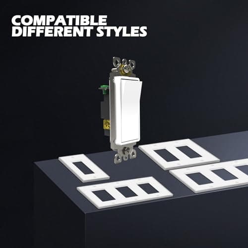 ThunderWay Single Pole Light Switch, Rocker Wall Light Switch, 15A 120/277V, Decorator On/Off Rocker Paddle Interrupter, UL Listed, White, 10 Pack 5