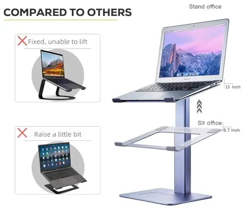 VECOFO Adjustable Laptop Stand, Tall, Strong, Airflow, Suitable for 13.3-17.3 Inch Laptops, Lift Screen to Eye Level for Video Conferences 6