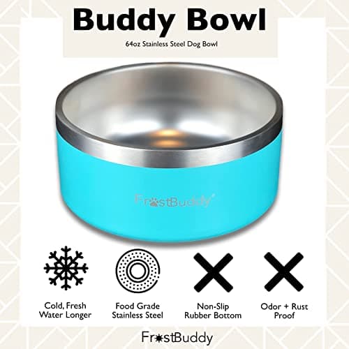 Frost Buddy | Dogbowls - Stainless Steel Vacuum Insulated Bowl - Non-Slip Bottom - Holds 5-12 Cups of Water or Food - for Large Pets(Aqua-, 64 OZ) 7