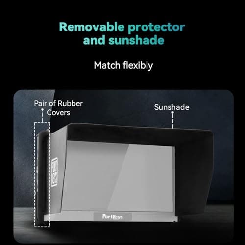 Portkeys HD7H 1000nit DSLR Camera Field Monitor 7 Inch 1280x720 IPS Camera Monitor Support 4K30p HDMI Input with Top Shortcut Keys and Sunshade 8