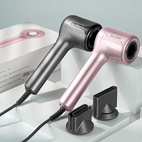 Maxfoxe Ionic Hair Dryer, Professional Blow Dryer with High-Speed Brushless Motor for Fast Drying, Quiet Hairdryer with 2 Magnetic Nozzles, 4 Temps & 3 Speeds Settings for Salon,Home, Pink 7