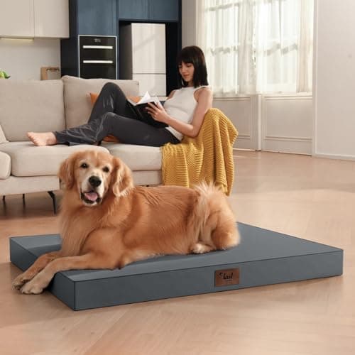 Tail Stories Outdoor Orthopedic Dog Bed, Waterproof Dog Bed for Large Dogs 36x27 Inch, Egg Crate Foam Pet Mat with Washable Removable Oxford Cooling Cover, Grey 5