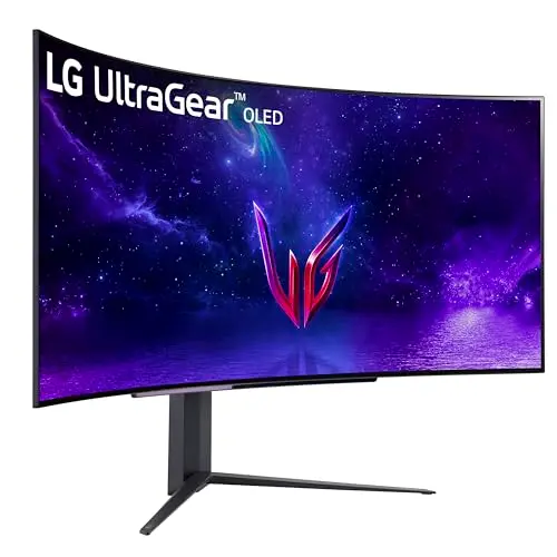 LG 45GR95QE-B Curved Ultragear Gaming Monitor 45-Inch (3440 x 1440) OLED Display, 240Hz Refresh Rate, 0.03ms GtG Response Time, NVIDIA G-SYNC Compatible, Contrast Ratio 1.5M:1, Black 10