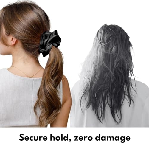 ColourNest ColourNest Satin Pillowcase Set for Hair and Skin 2 Pack, Silky Satin Pillowcases with Envelope Closure, Includes Satin Scrunchie and Bonnet, Standard Size 20x30 Inches, Black 5