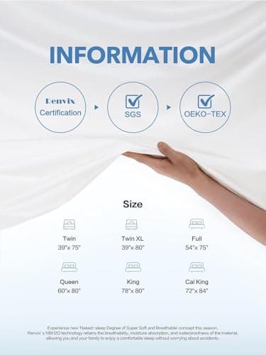 Queen Waterproof Mattress Protector, Premium Viscose from Bamboo Mattress Pad Ultra Soft Breathable, Noiseless Mattress Cover Fitted 8"-21" Deep Pocket 6