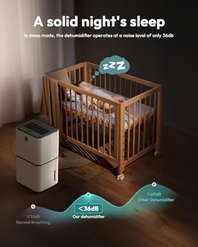 2000 Sq. Ft Dehumidifier for Home/Basement, 30 Pints 36 dB Dehumidifiers for Bedroom/Bathroom With Drain Hose LED Intelligent Humidity Light 6